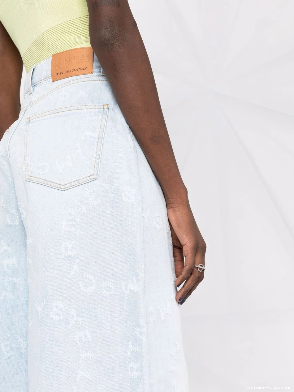 Affordable McCartney Stella Logo distressed culottes Stella Women denim 0819